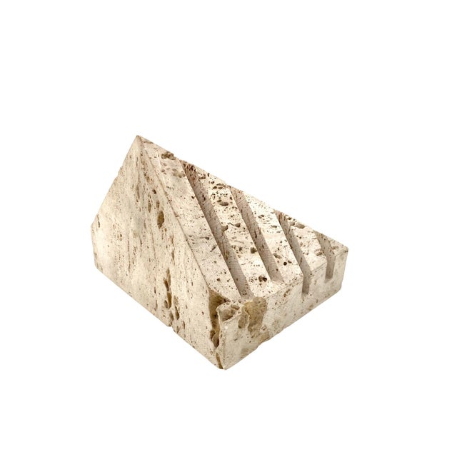 Antique White Enzo Mari Travertine Desk Organizer, Fratelli Mannelli Italy 1970s For Sale - Image 8 of 12