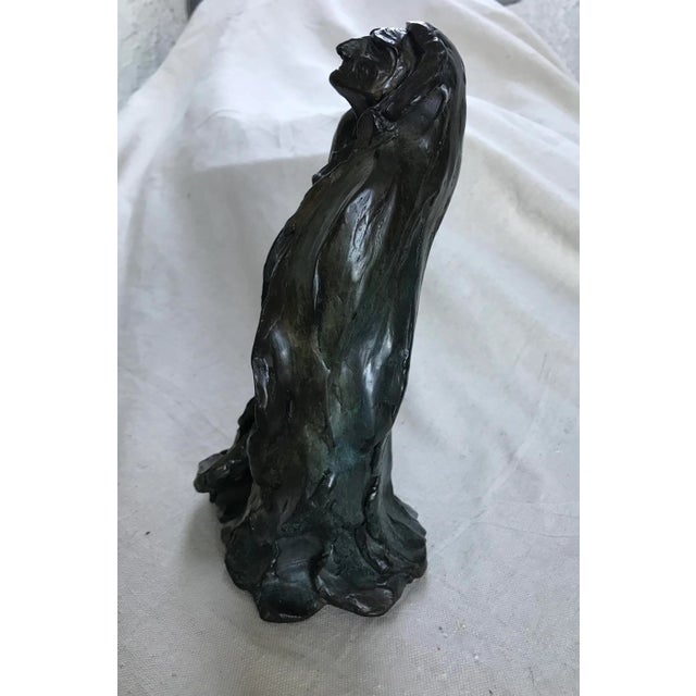 Figurative Bronze Figure Sculpture Signed "Wind Prayer" 15/500 For Sale - Image 3 of 13