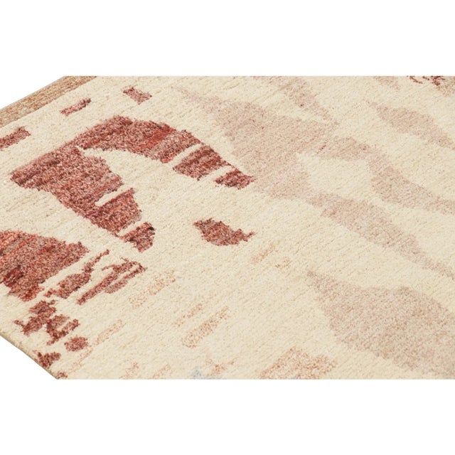 Textile Rug & Kilim’s Moroccan Style Rug With Red Blue & Pink Abstract Geometric Pattern For Sale - Image 7 of 7