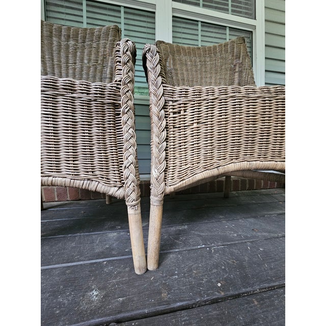 Early 20th Century Hand-Made Pair Untreated Natural Accent Chairs For Sale - Image 9 of 12