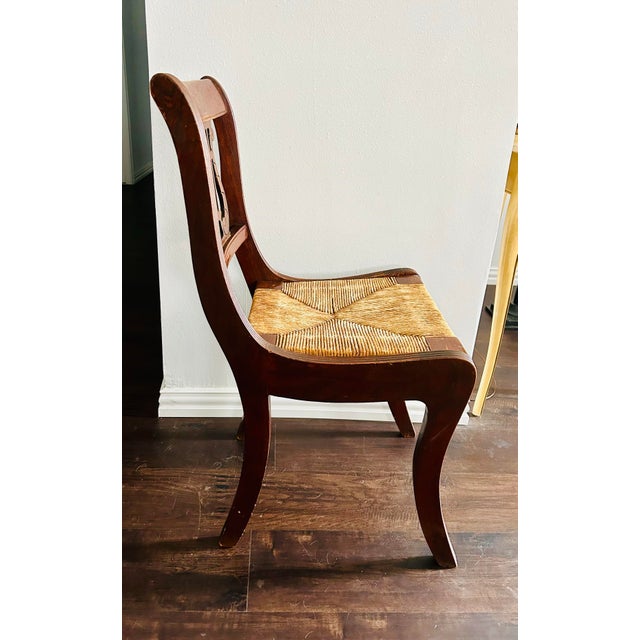 Mid 20th Century Vintage Tell City Mahogany Harp Back Rush Seat Chair For Sale - Image 5 of 12