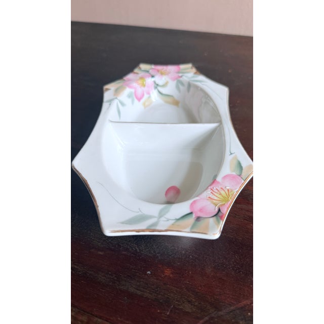 Japanese Antique, Early 20th Century Noritake Japan Azalea Porcelain Two-Sided Relish Dish For Sale - Image 3 of 8