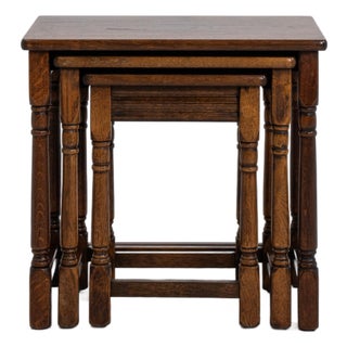 Set of 3 French Oak Nesting Tables, Circa 1970 For Sale