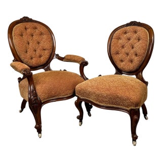 Antique English Mahogany Armchairs, Set of 2 For Sale