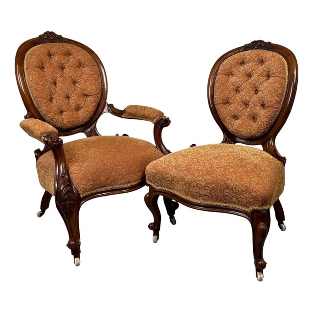 Antique English Mahogany Armchairs, Set of 2 For Sale