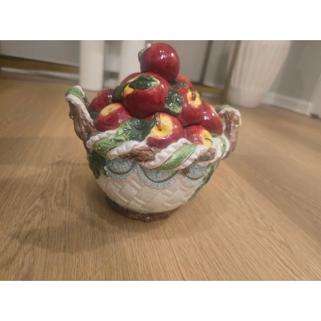 Ceramic Decorative Bowl With 3d Red Apples Design For Sale - Image 4 of 6