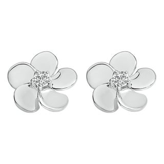 10K White Gold 1/3 Cttw Lab Grown Diamond Flower Petal Stud Earrings For Sale