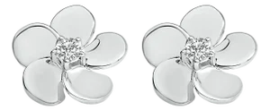 10K White Gold 1/3 Cttw Lab Grown Diamond Flower Petal Stud Earrings