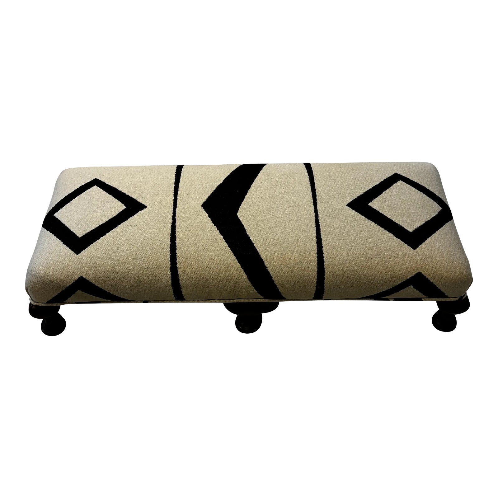 Early 1900s Antique English Fireside Bench ly Upholstered in Pierre