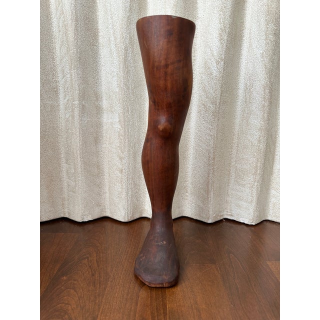 Vintage 14” Handcarved Wood Leg Sculpture For Sale - Image 18 of 18