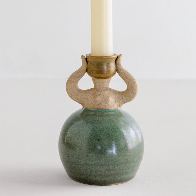 Figurative Figurative Woman Ceramic Candlestick Holder Jade B For Sale - Image 3 of 11