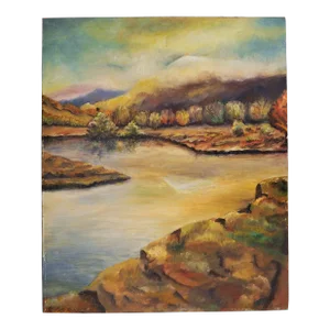 Mid-Century Modern Landscape "Reverie" Vintage Oil Painting