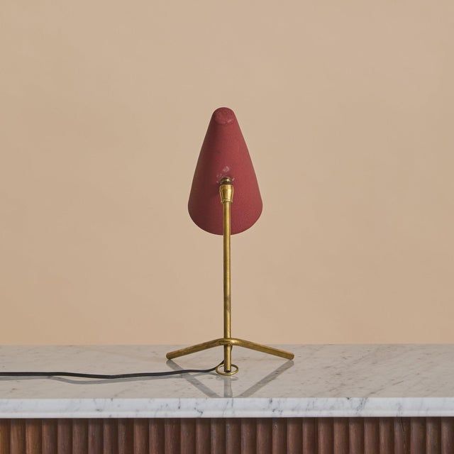 1950s 1950s Petite Italian Red Enamel Table Lamp by Stilux For Sale - Image 5 of 11