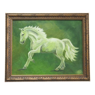 Horse English Traditional Impressionism Surrealism Expressionism Green Original Oil Painting Cleo PLowden For Sale