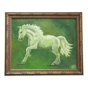 Horse English Traditional Impressionism Surrealism Expressionism Green Original Oil Painting Cleo PLowden