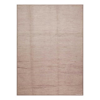 Light Cream Color Soft Coral Abrash Solid Abstract Modern Room Size Rug For Sale