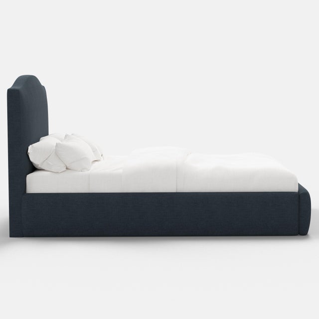 Not Yet Made - Made To Order Camille Navy Linen Blend Platform Bed, Twin For Sale - Image 5 of 7