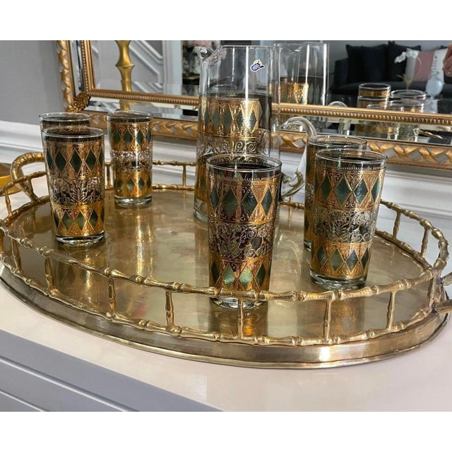 22k Gold Pitcher & Glassware Set by West Virginia Glass For Sale - Image 11 of 12