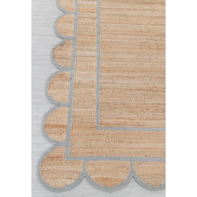 Not Yet Made - Made To Order Gray Jute Wool Premium Handwoven (Not Braided) Scalloped Rug 2x4Ft. For Sale - Image 5 of 12