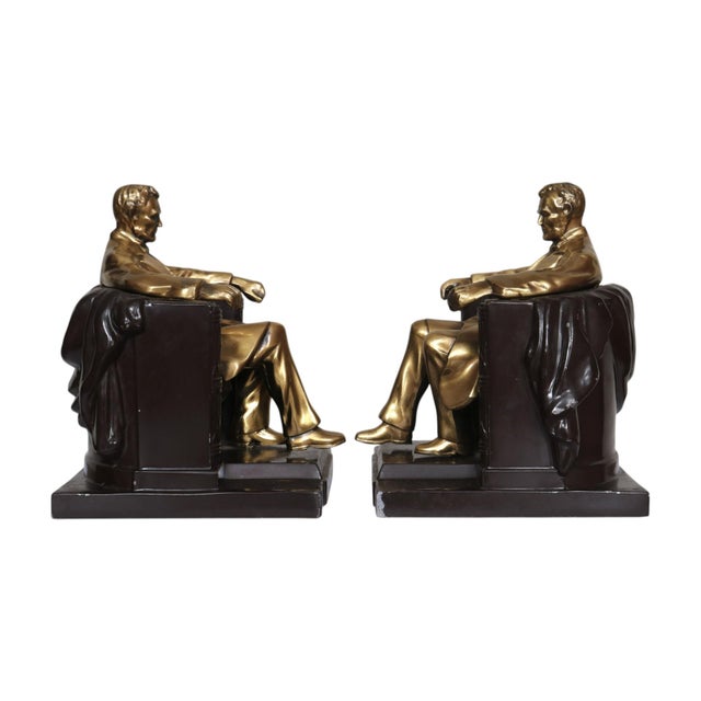 American "Lincoln in the Chair" Bookends by Philadelphia Manufacturing Company For Sale - Image 3 of 9