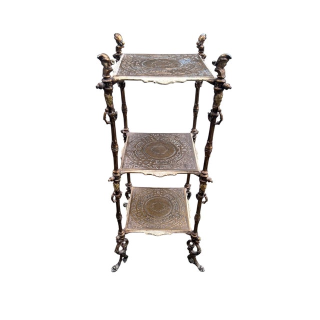 Metal Iron Figural Brass Tone Victorian Pedestal For Sale - Image 7 of 17