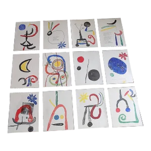 Vintage Mid 20th C. Abstract Joan Miro Lithographs - Set of 12