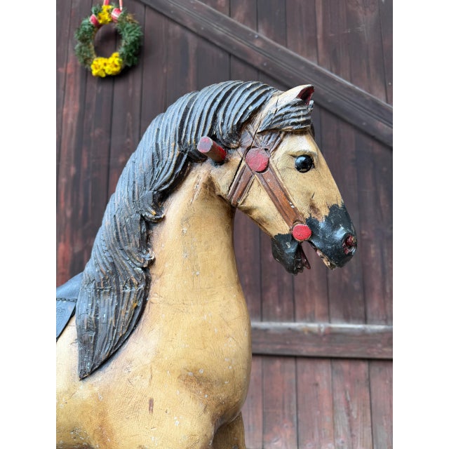 Antique Rocking Horse in Wood, 1940 For Sale - Image 10 of 18