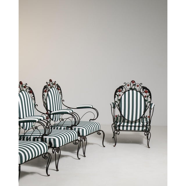 1950s 1950s Black Iron Set of 4 Outdoor Chairs For Sale - Image 5 of 17