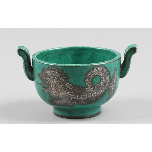 1950s Silver Ceramic Argenta Bowl by Wilhelm Kåge for Gustavsberg, Sweden, 1950s For Sale - Image 5 of 5