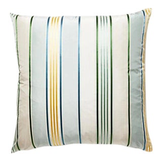 The House of Scalamandré Charlotte Stripe Pillow, Celadon For Sale