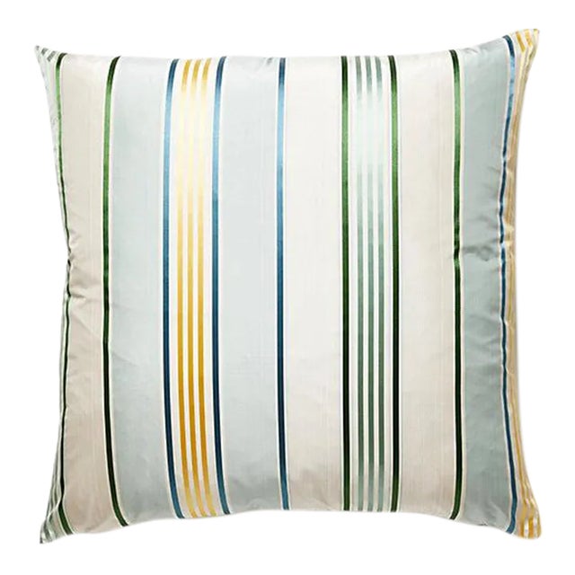 The House of Scalamandré Charlotte Stripe Pillow, Celadon For Sale
