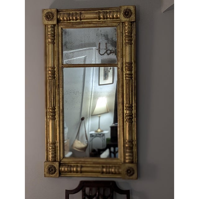 Mid 19th Century Large Federal Pier Mirror; Mid 19th Century; Beautiful Gilded Details For Sale - Image 5 of 8