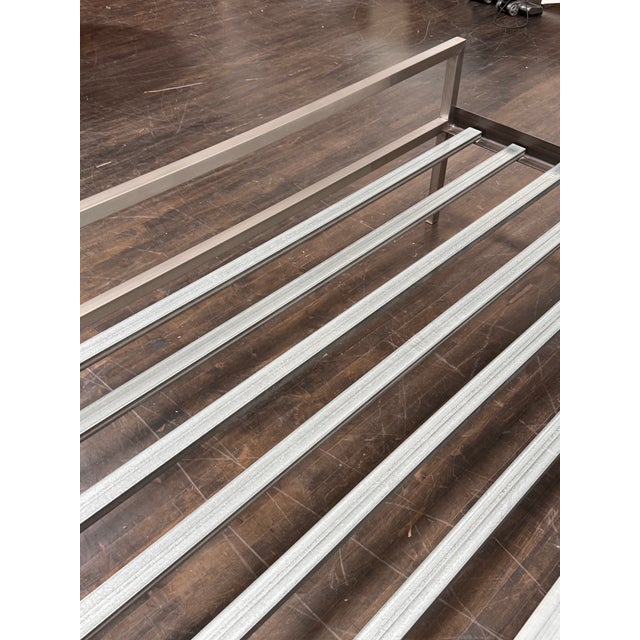 Room & Board Eastern King Size Room & Board Stainless Steel Parsons Bed Frame For Sale - Image 4 of 12
