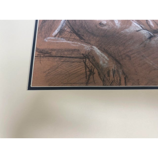 Copper Mid Century, Vintage Academy Style Female Nude Study in Charcoal For Sale - Image 8 of 10