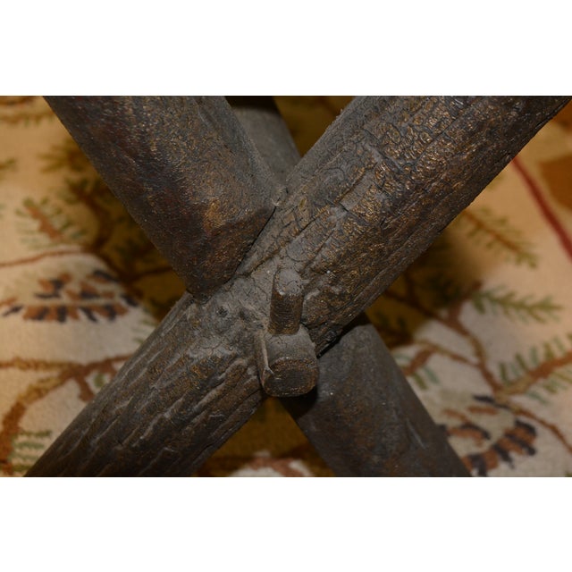 Vintage Old Hickory Indiana Wood & Log Criss Cross Ends Dining Bench Seat For Sale - Image 12 of 16