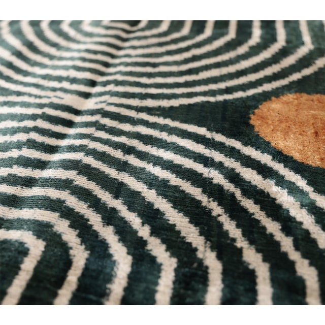 The Emerald Green & Geometric Arch Silk Velvet Pillow - 20" X 20" For Sale In San Francisco - Image 6 of 8