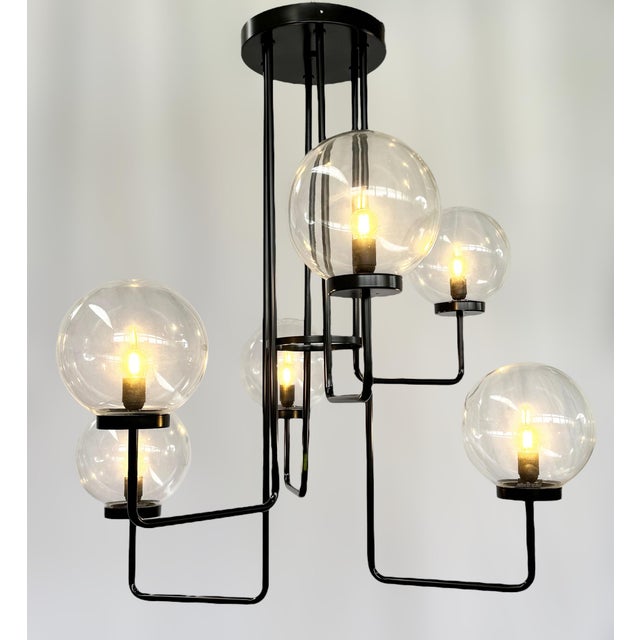 Fabio Ltd 21st Century Clear Murano Eclipse Flush Mount by Fabio LTD For Sale - Image 4 of 6