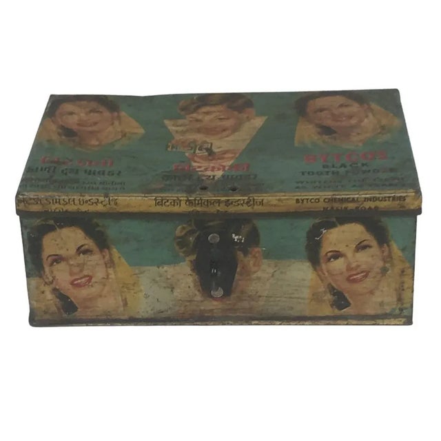 Pop Art Vintage Indian Decorative Iron Box For Sale - Image 3 of 6