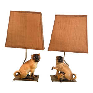 Pair Meissen Porcelain Pug Dogs & One With Child