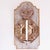 Rustic European Antique Candle Sconces, Dutch Repoussée Brass and Copper Mounted on Painted Backboards - A Pair For Sale - Image 3 of 11