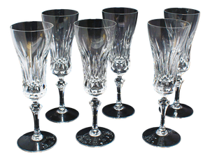 Tall Crystal Champagne Glasses, 1890s, Set of 6