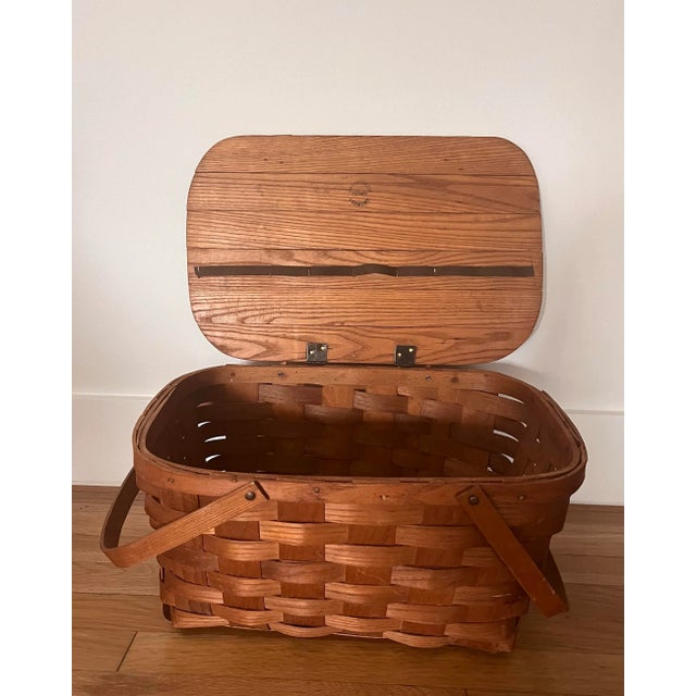 Wood Vintage Basketville Picnic Basket Made in Putney Vermont For Sale - Image 7 of 12