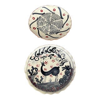 Casa Gusto Palm Beach Hand Painted 11” Talavera Plates- A Pair For Sale