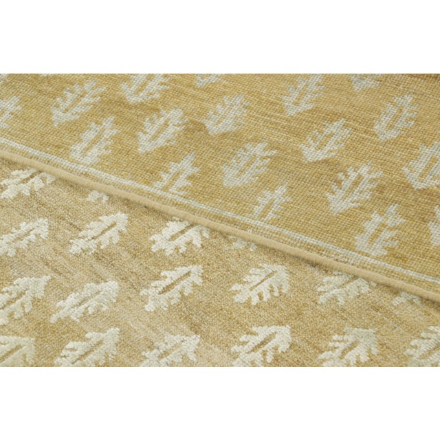 Textile Contemporary Block Print Floral Natural Silk Runner by Rug & Kilim, India For Sale - Image 7 of 9