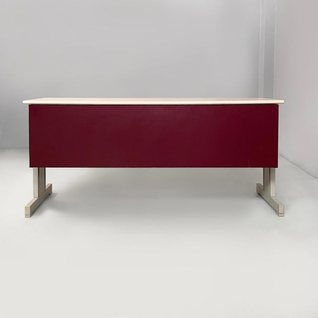 1970s Italian Burgundy Metal Sideboard Synthesis 45 by Ettore Sottsass for Olivetti Synthesis, 1970s For Sale - Image 5 of 18