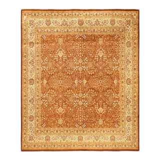 Mogul, One-of-a-Kind Hand-Knotted Area Rug in Orange, 8' 2" x 8' 4" For Sale