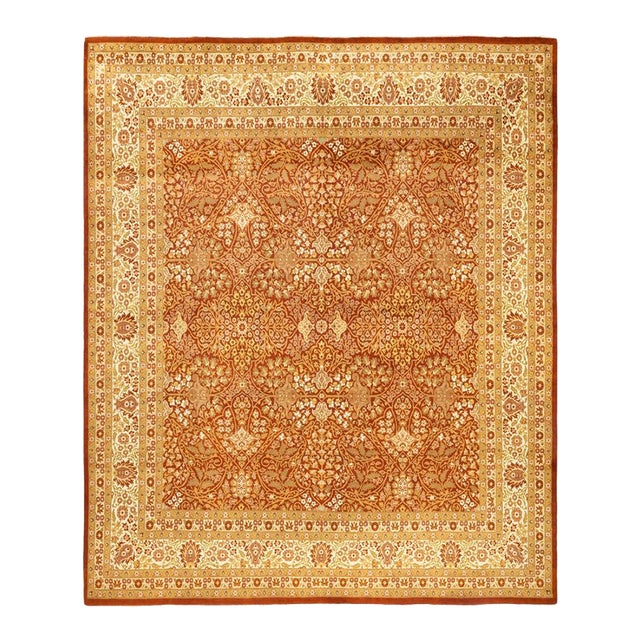 Mogul, One-of-a-Kind Hand-Knotted Area Rug in Orange, 8' 2" x 8' 4" For Sale
