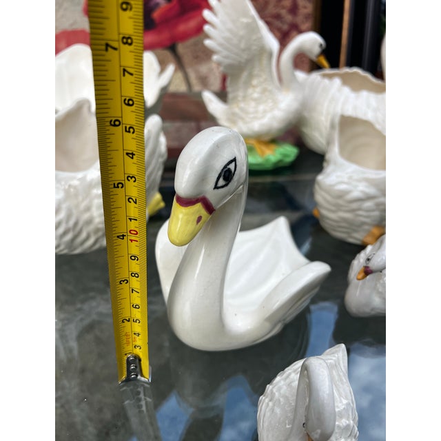 Collection of Vintage White Ceramic Swan Bowls and Figurines- Set of 9 For Sale - Image 4 of 12