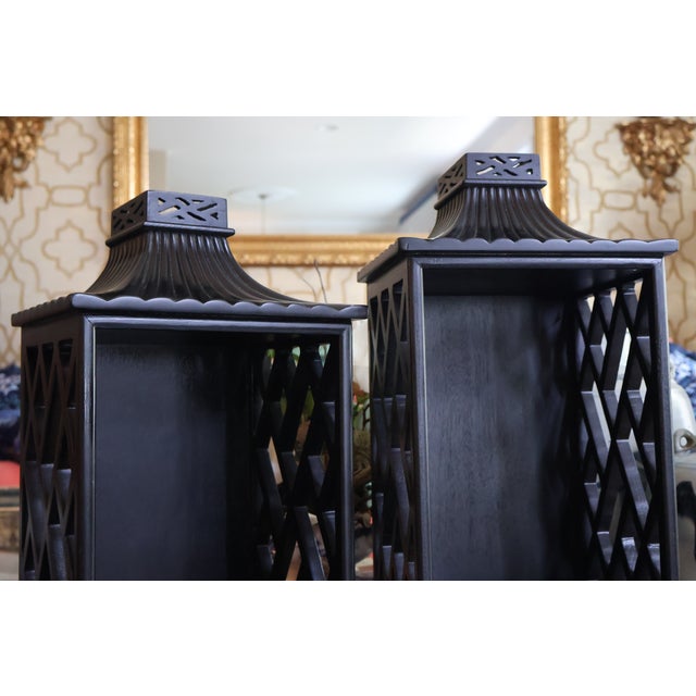 Global Views Williamsburg Black Chinoiserie Pagoda Wall Shelves / Decorative Sconces — A Pair For Sale - Image 10 of 18