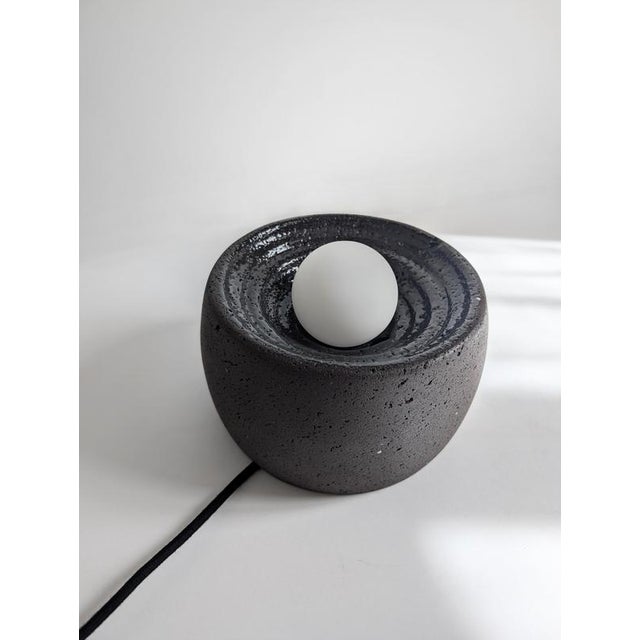 Caldera Partially Glazed Lava Stone Table Lamp by Clemence Birot For Sale - Image 15 of 18